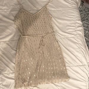 Pleated express gold foil mini dress